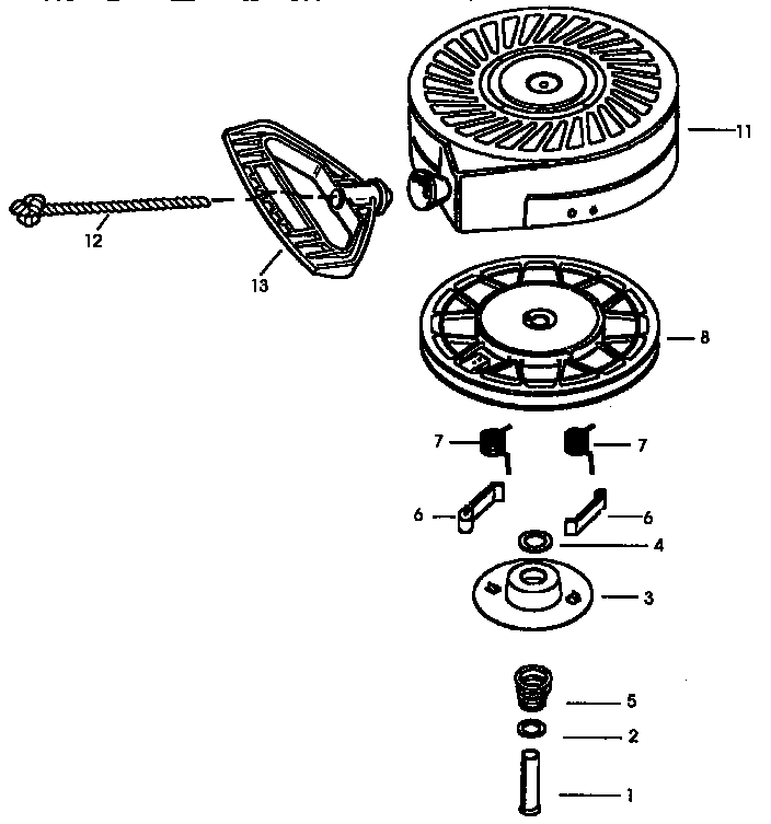 Recoil Starter 590707 (71/143) Diagram and Parts List for 143965001  Craftsman Engine