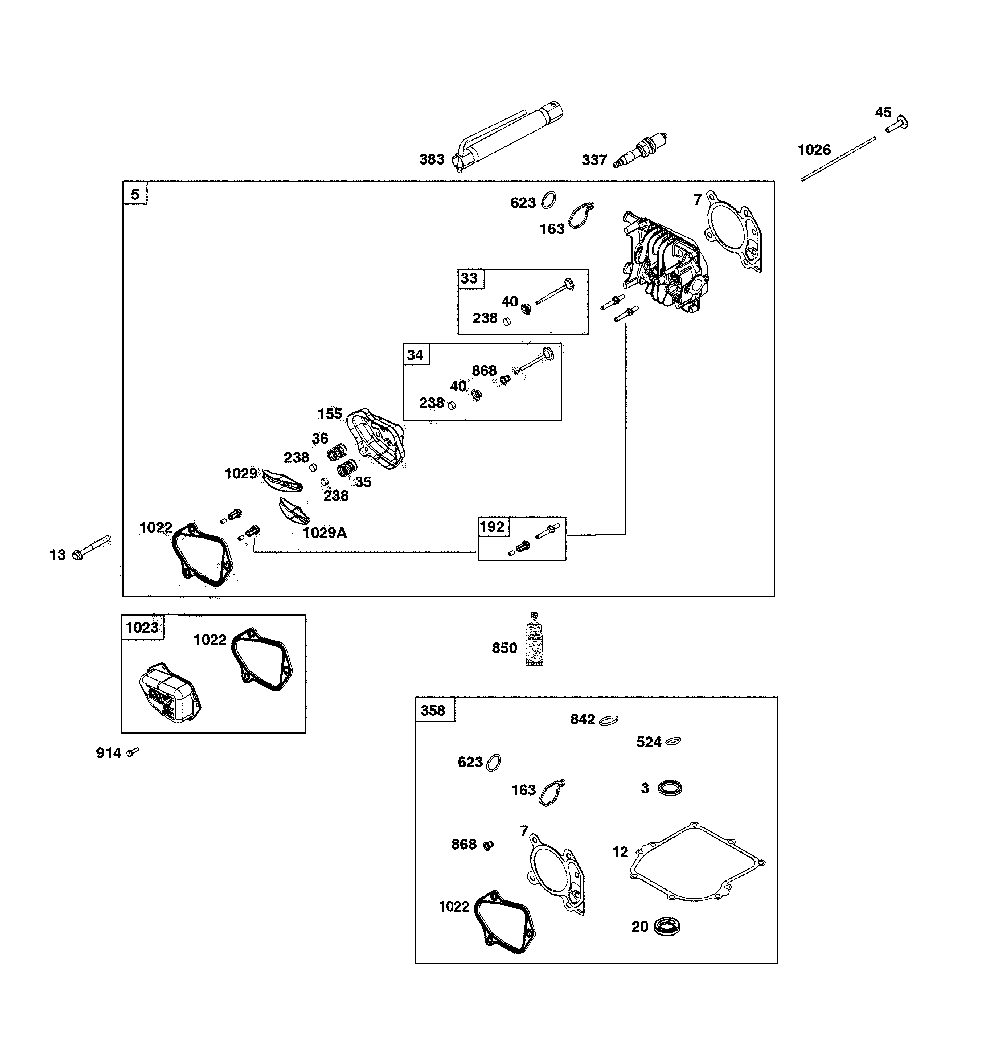 Cylinder head Diagram and Parts List for CMXGMAM1125501  Craftsman Lawn Mower