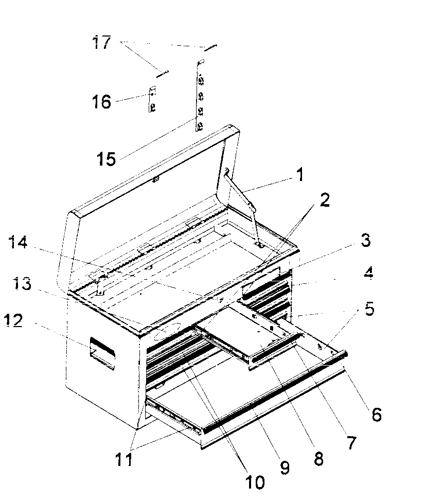 Chest Diagram and Parts List for 706592942  Craftsman Tool Stand & Cart