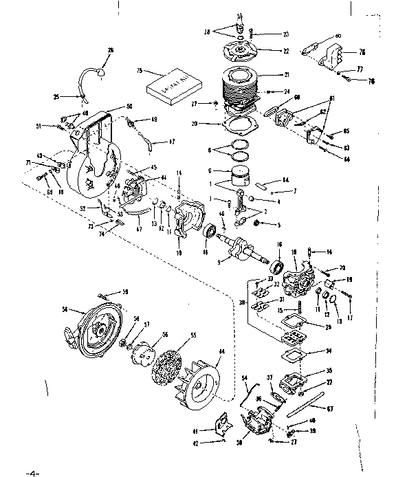 Crankcase Diagram and Parts List for 91761401  Craftsman Chainsaw