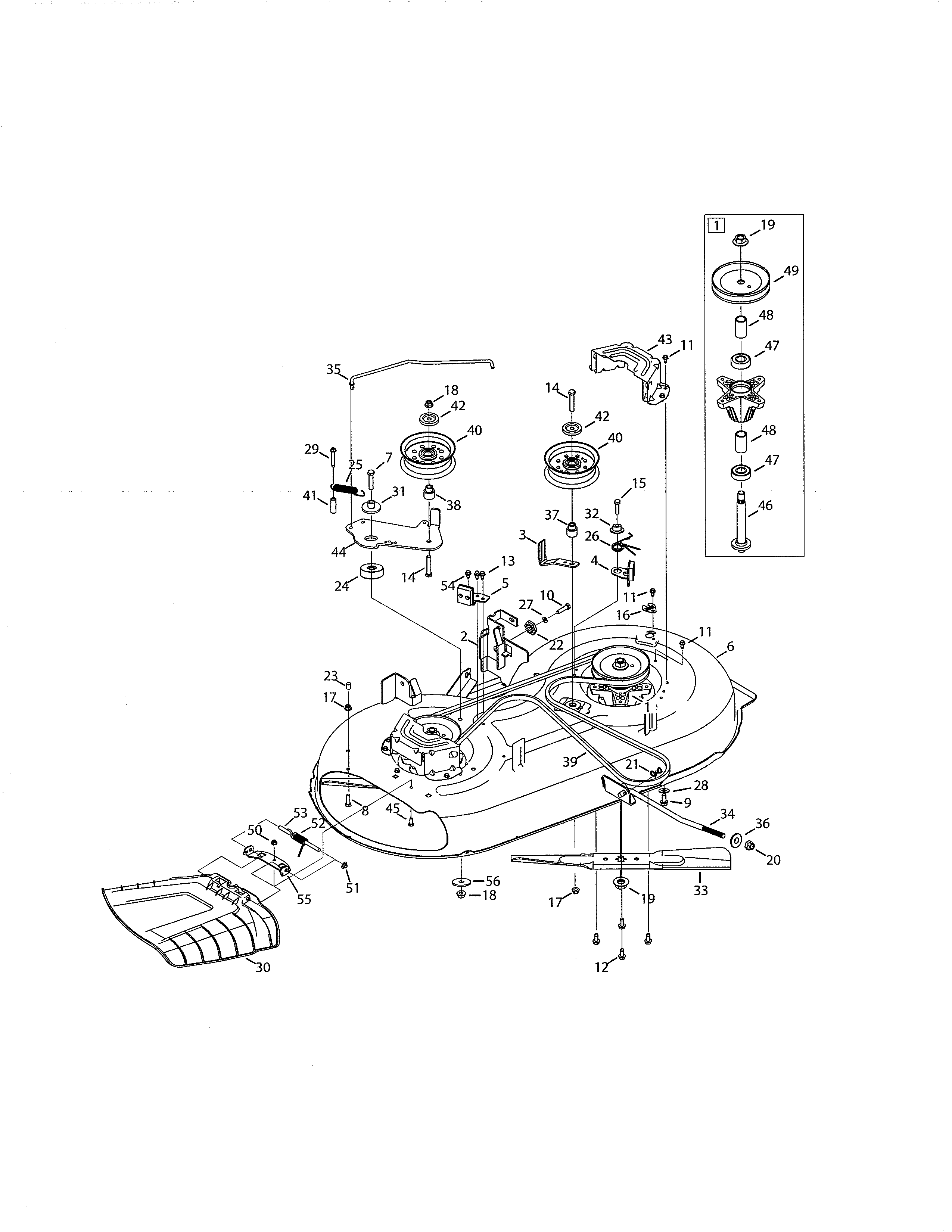 Deck/spindle Assembly Diagram and Parts List for 247203713  Craftsman Lawn Tractor