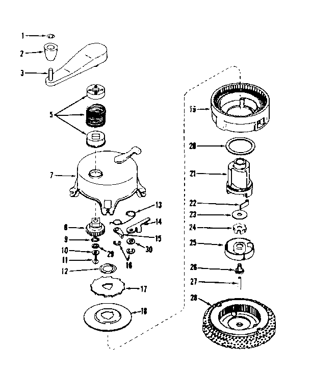 Ratchet Self Starter No. 29986 Diagram and Parts List for 143501241  Craftsman Engine