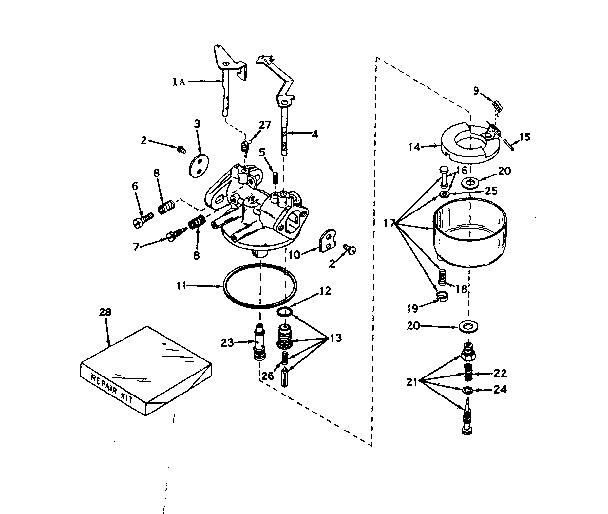 Carburetor No. 631251 Diagram and Parts List for 143562022  Craftsman Engine