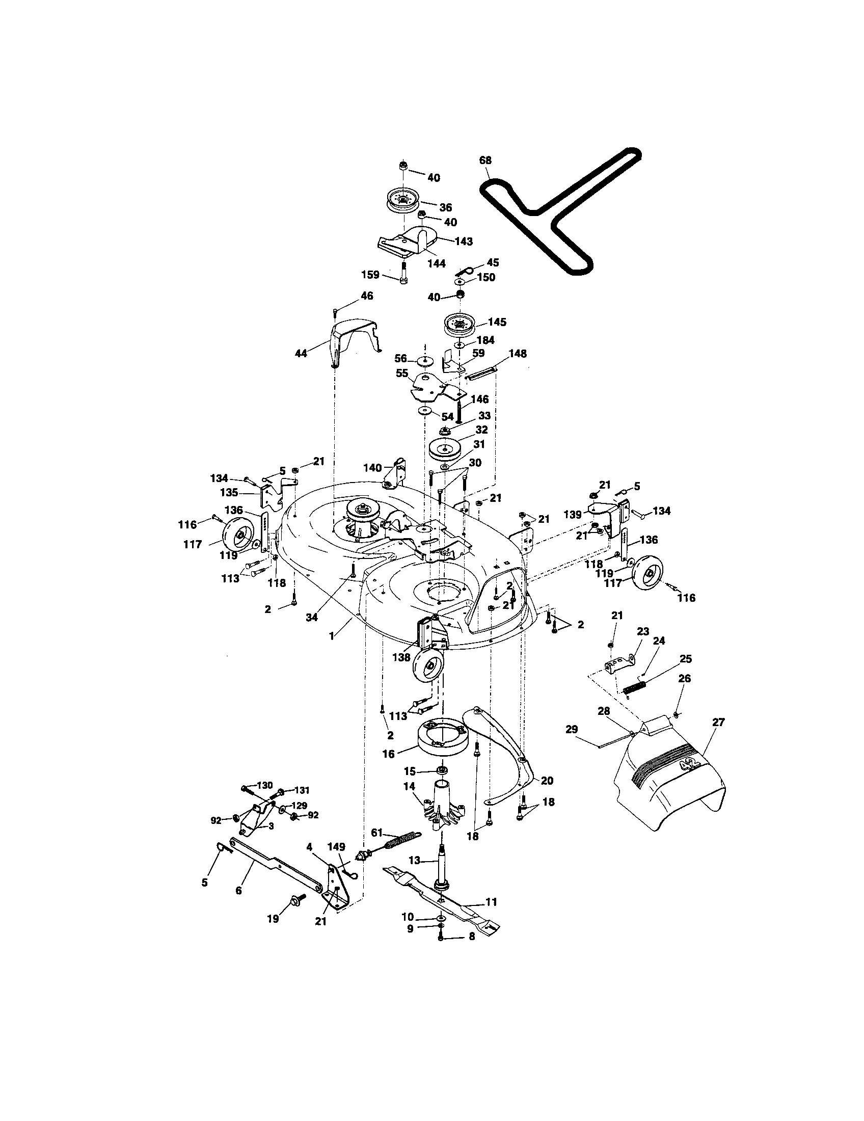 Mower Deck Diagram and Parts List for 917274650  Craftsman Lawn Tractor