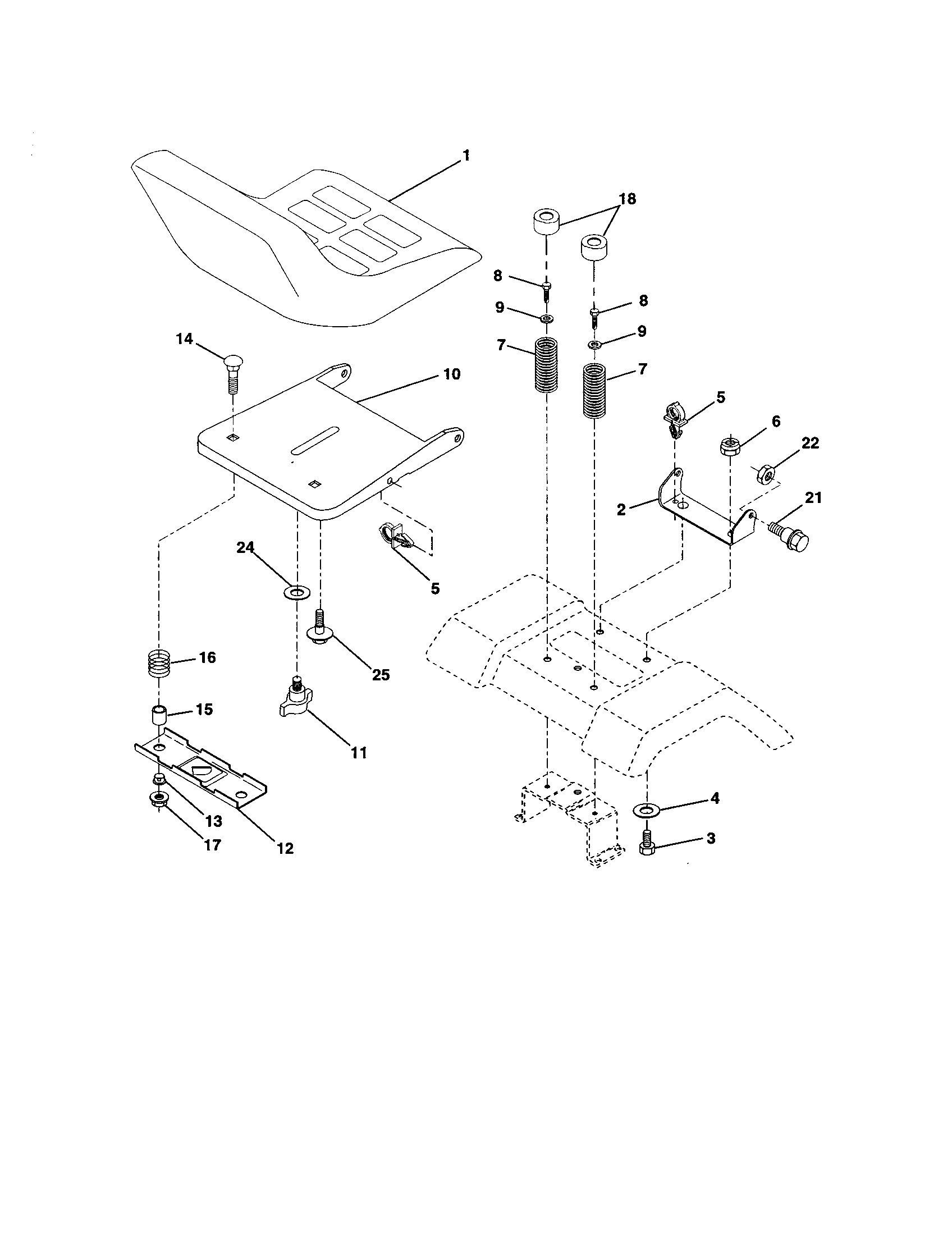Seat Diagram and Parts List for 917277350  Craftsman Lawn Tractor