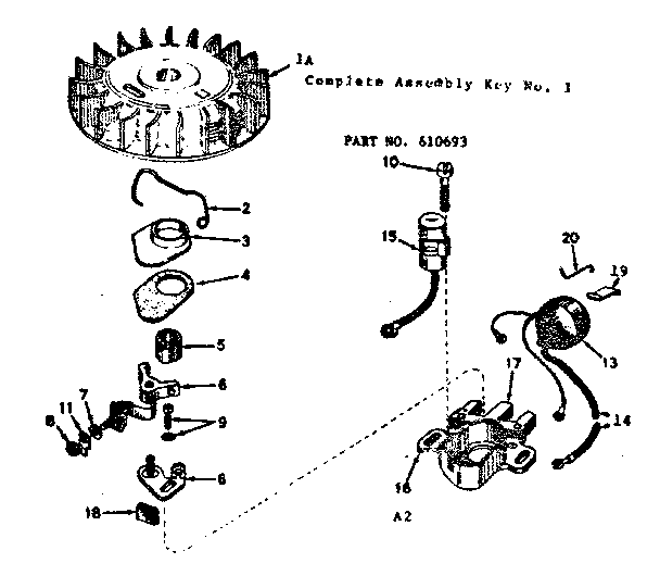 Magneto Diagram and Parts List for 143144072  Craftsman Engine