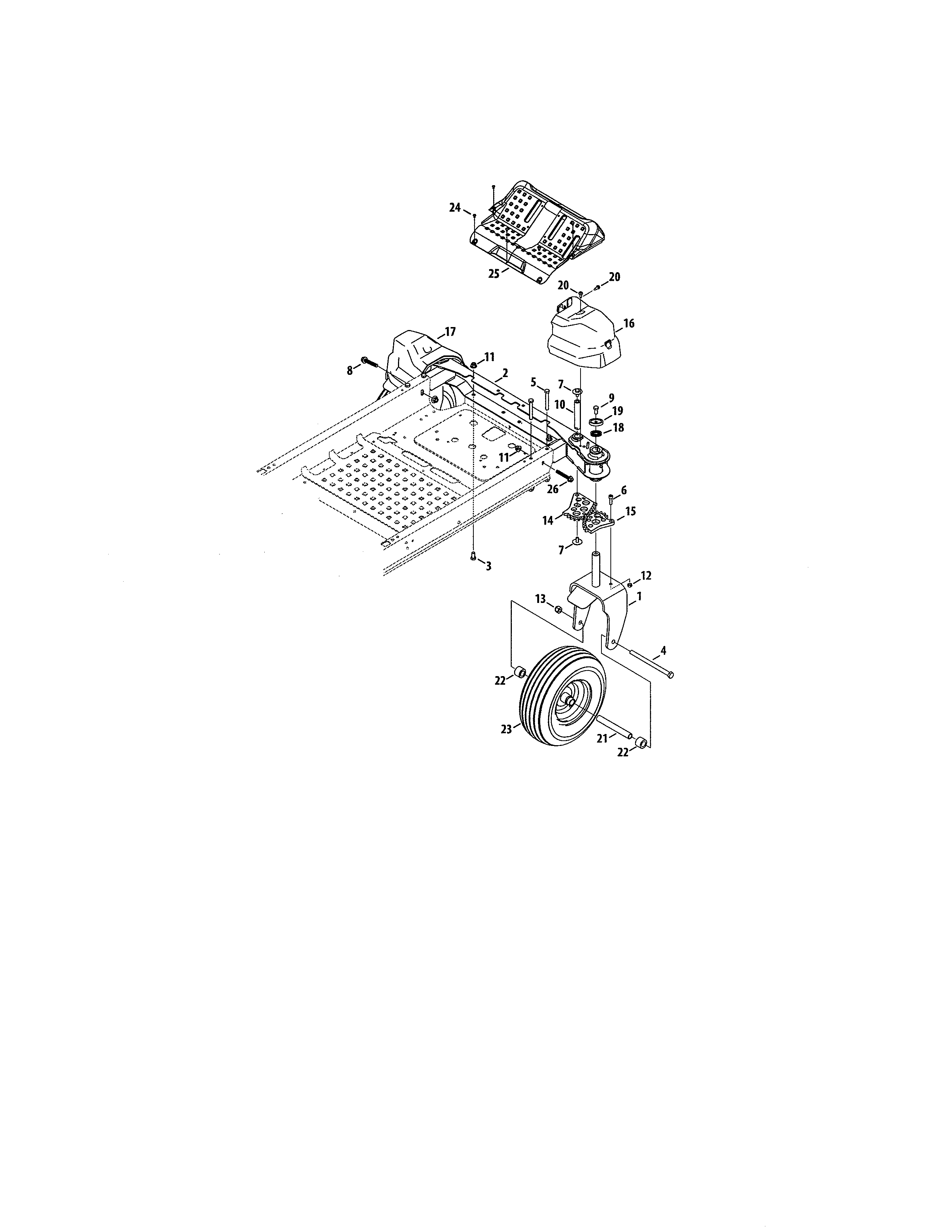 Wheel Assembly Diagram and Parts List for 247204000  Craftsman Engine