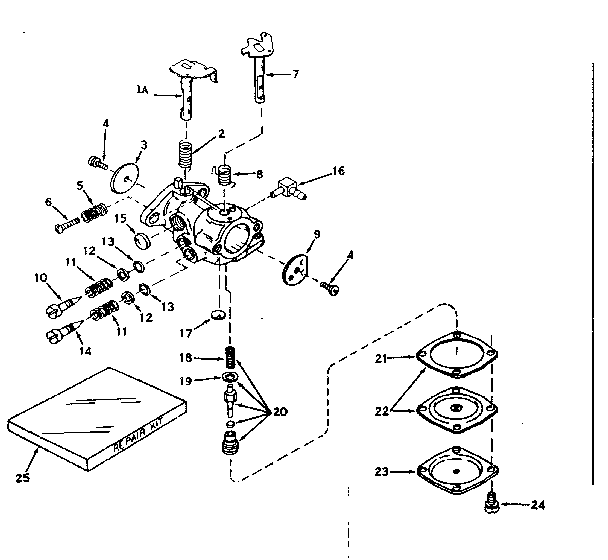Carburetor No. 630986 Diagram and Parts List for 143171042  Craftsman Engine