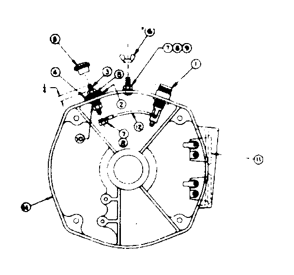 Rear Bearing Carrier Asm W/battery Chargine Terminals Diagram and Parts List for 58054902  Craftsman Engine