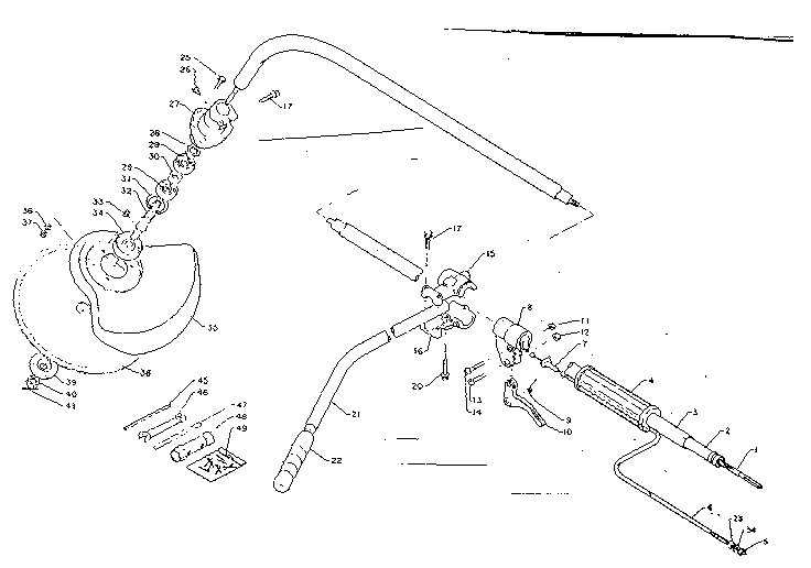Throttle, Driving Shaft, Cutter Head, Tools And Accessary Diagram and Parts List for 271281711  Craftsman Trimmer
