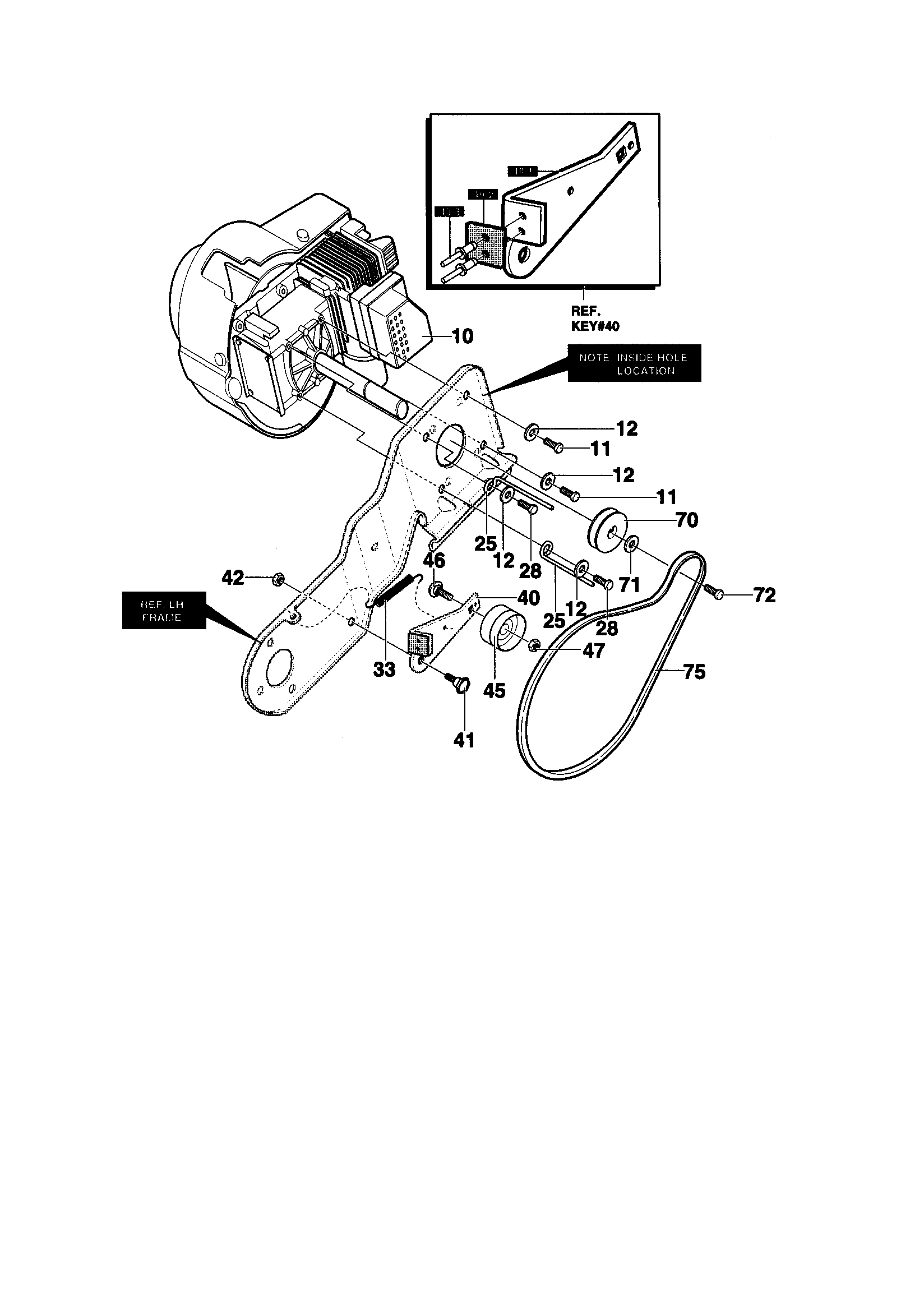 Engine And Drive Diagram and Parts List for C950-52735-0  Craftsman Snow Blower