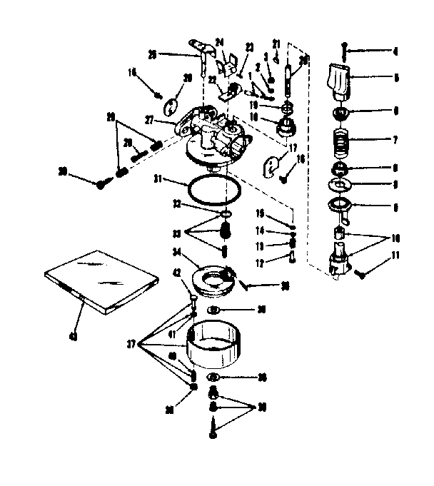 Carburetor And Speed Control Diagram and Parts List for 14320130  Craftsman Engine
