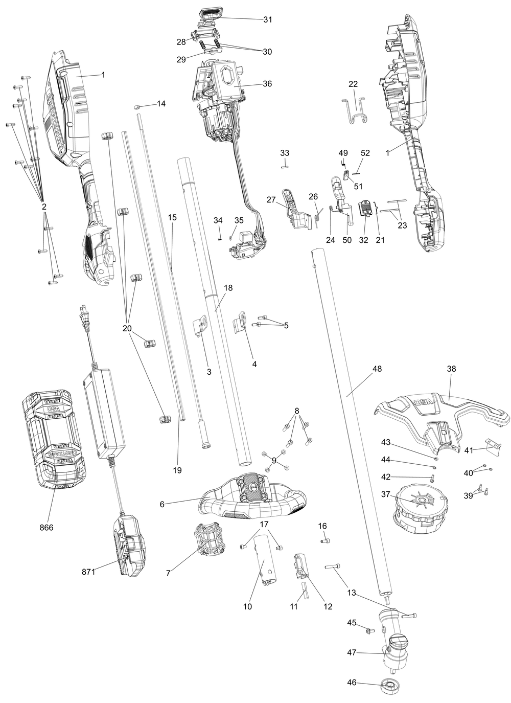 Diagram Diagram and Parts List for CMCSTSB970E1 Type 1 Craftsman Trimmer