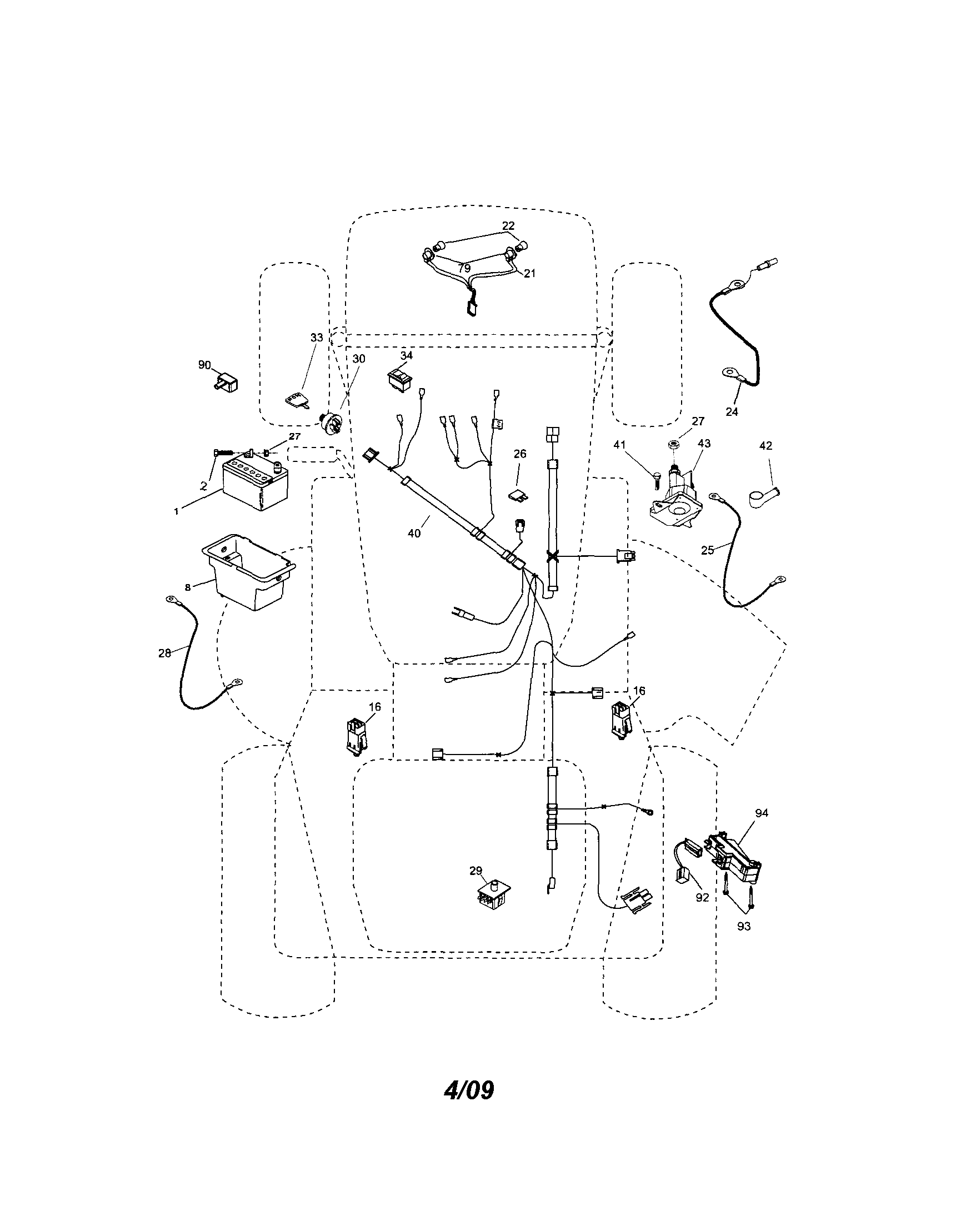Electrical Diagram and Parts List for 917253510  Craftsman Lawn Mower