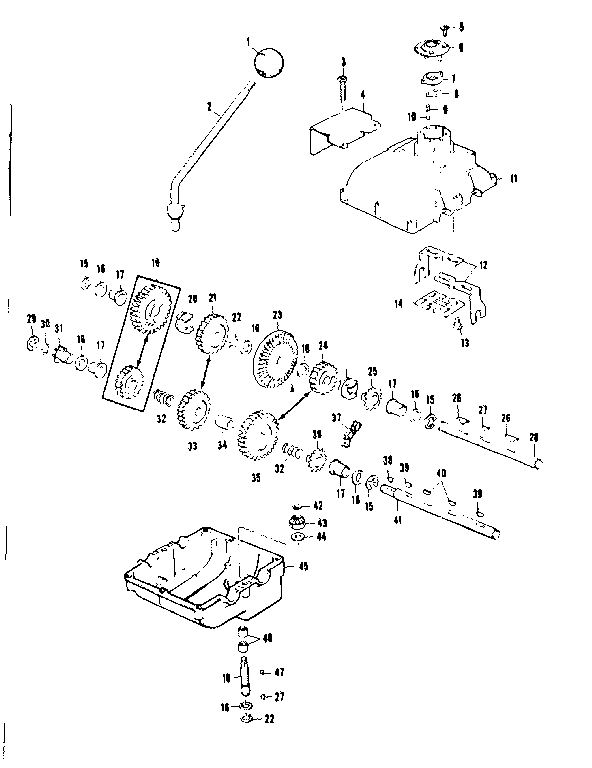 Transmission Diagram and Parts List for 13196602  Craftsman Engine