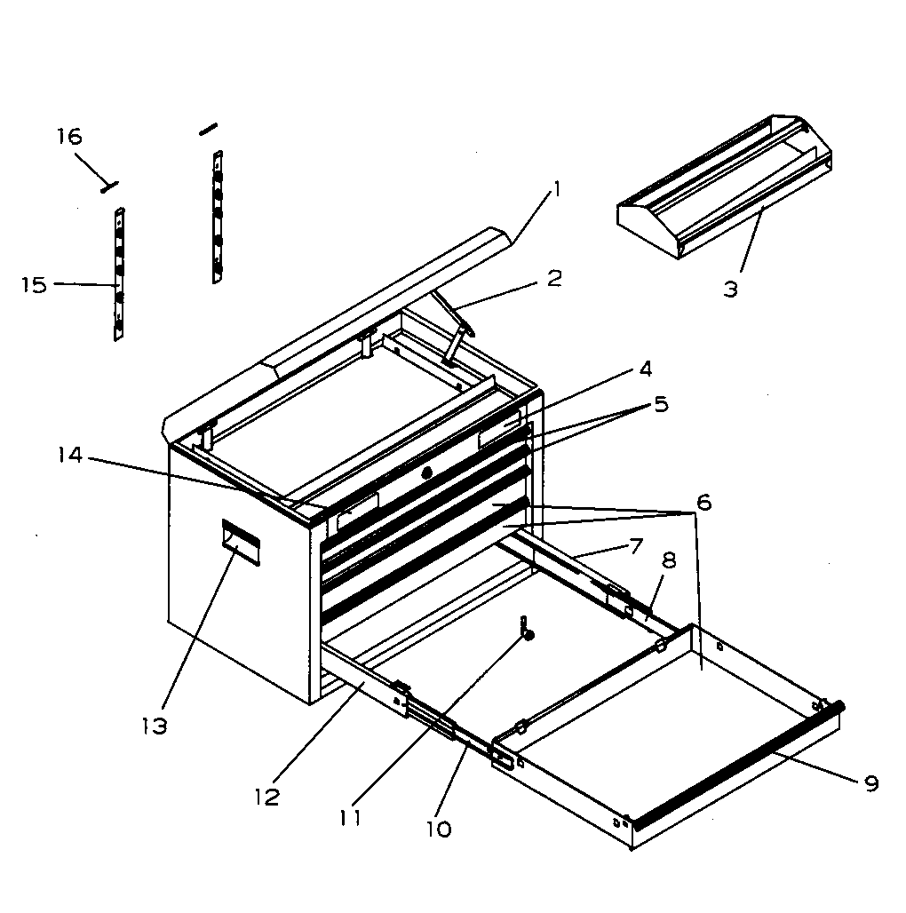 Tool Chest Diagram and Parts List for 706598914  Craftsman Tool Stand & Cart