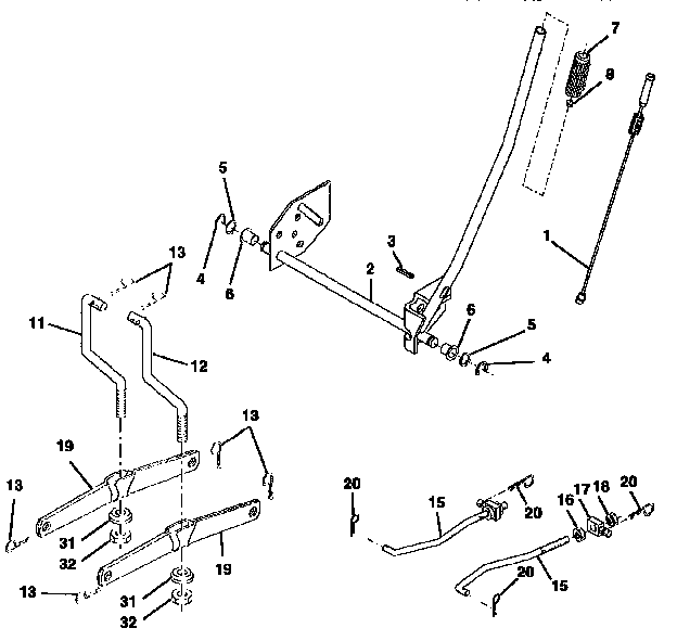 Lift Diagram and Parts List for 917258482  Craftsman Lawn Tractor