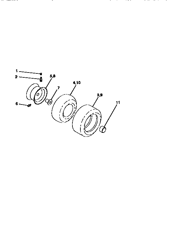 Wheels And Tires Diagram and Parts List for 917256810  Craftsman Lawn Tractor