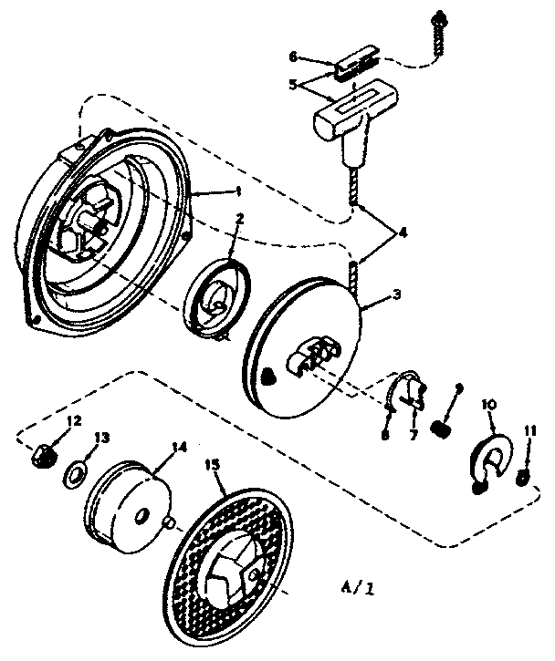 Rewind Starter Diagram and Parts List for 91762801  Craftsman Chainsaw