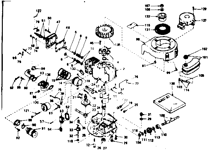 Basic Engine Diagram and Parts List for 143234202  Craftsman Engine