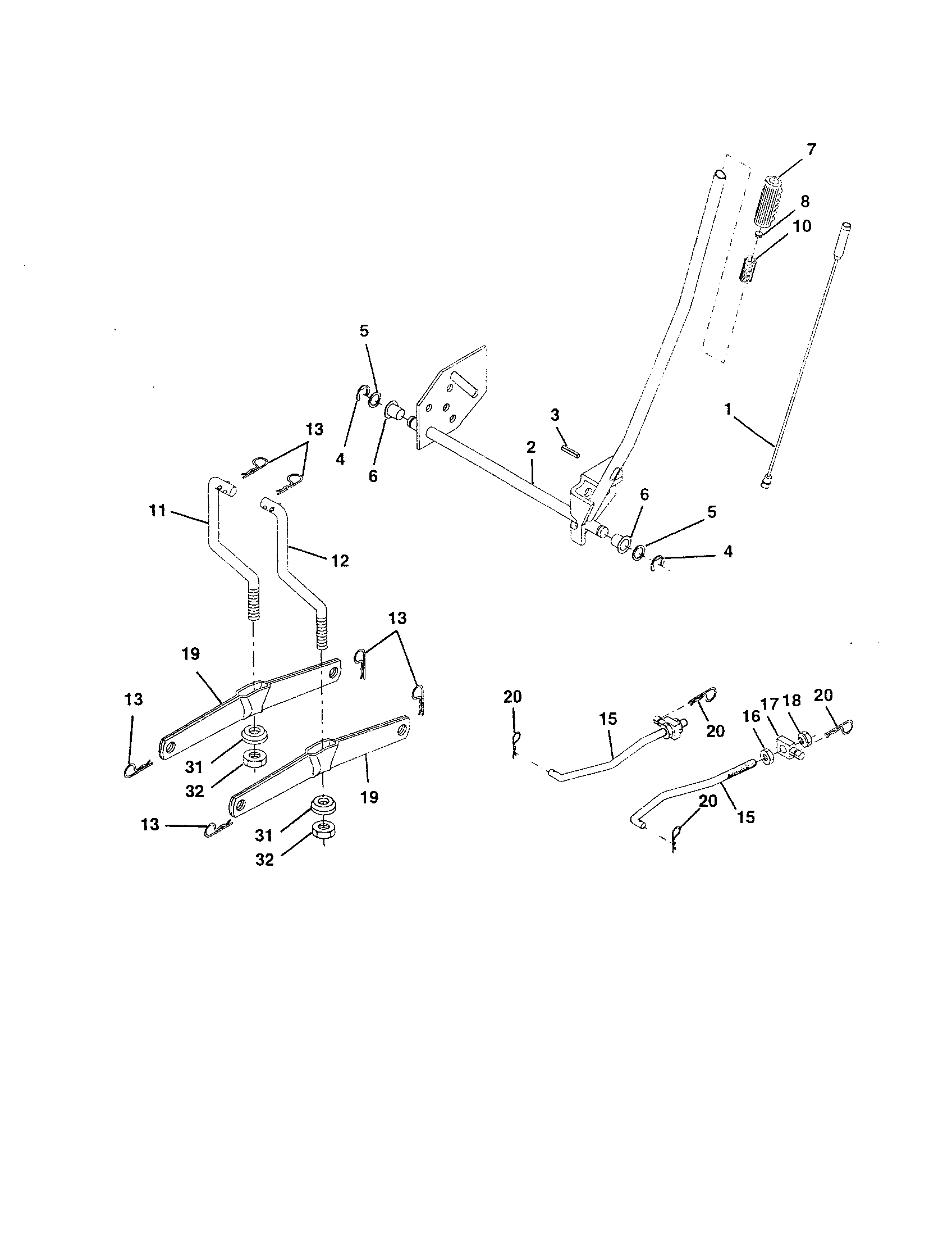 Lift Diagram and Parts List for 917252750  Craftsman Lawn Tractor