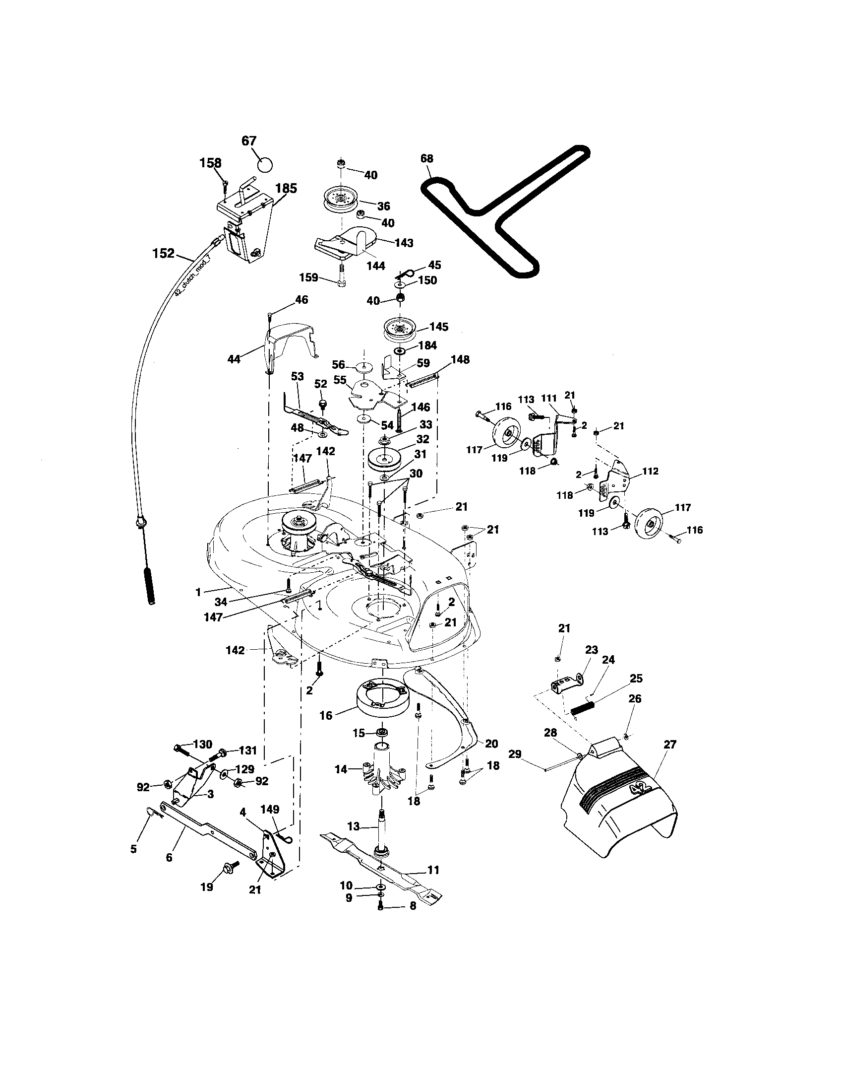 Mower Deck Diagram and Parts List for 917276823  Craftsman Lawn Tractor