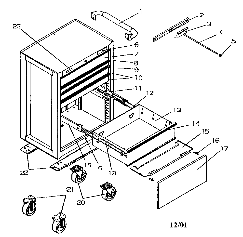 Tool Chest Diagram and Parts List for 706597170  Craftsman Tool Stand & Cart