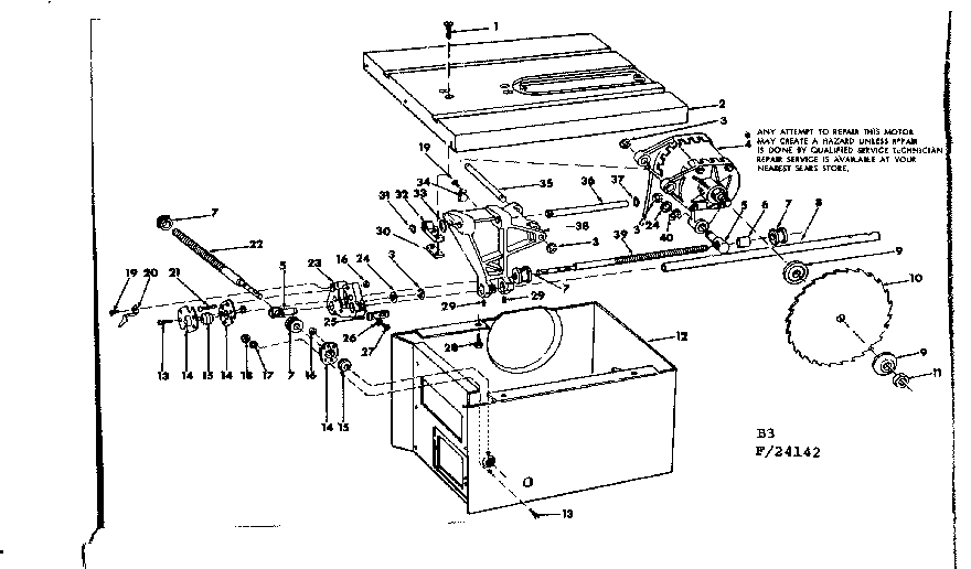 Motor And Control Box Assembly Diagram and Parts List for 11324142  Craftsman Power Motor