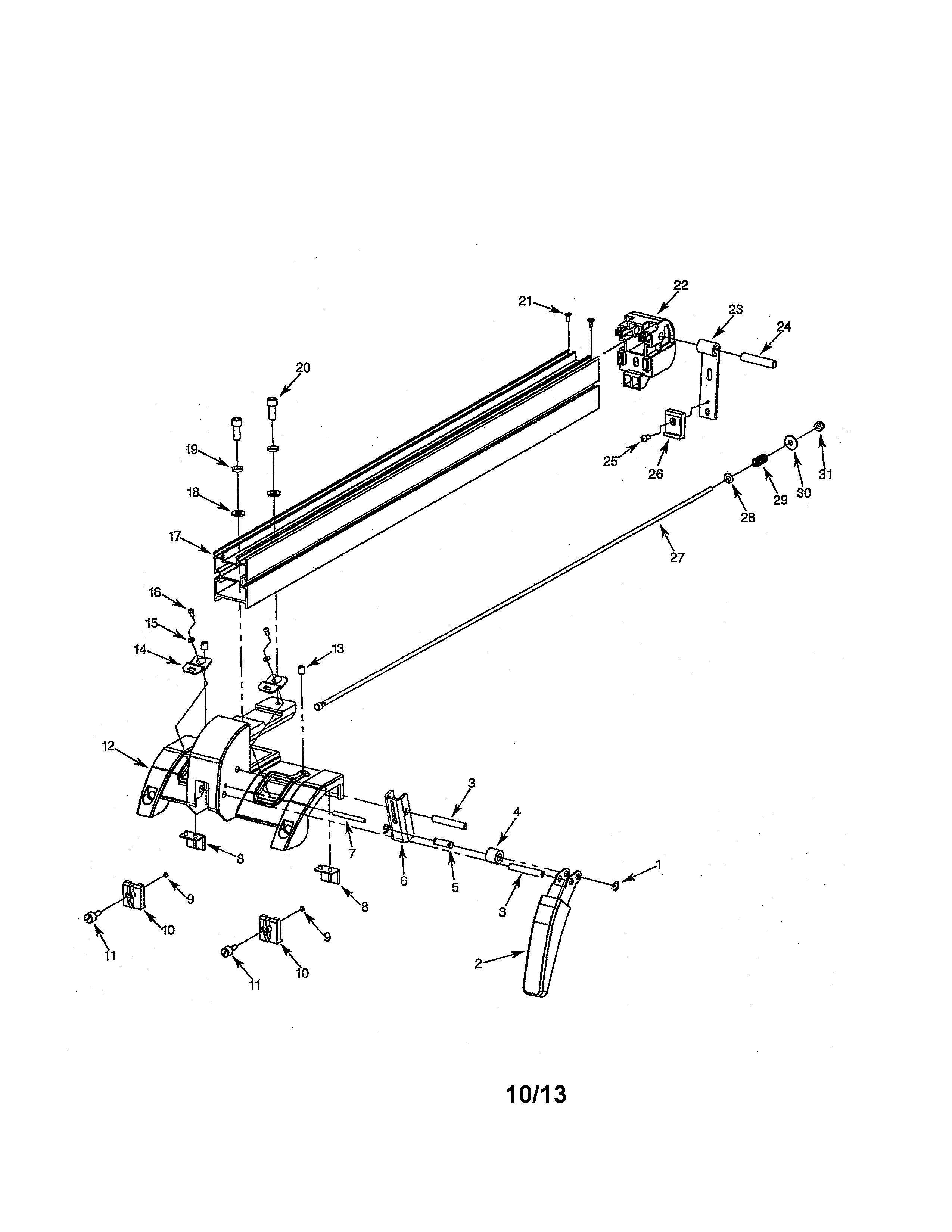 Rip Fence Diagram and Parts List for 141218331  Craftsman Table Saw