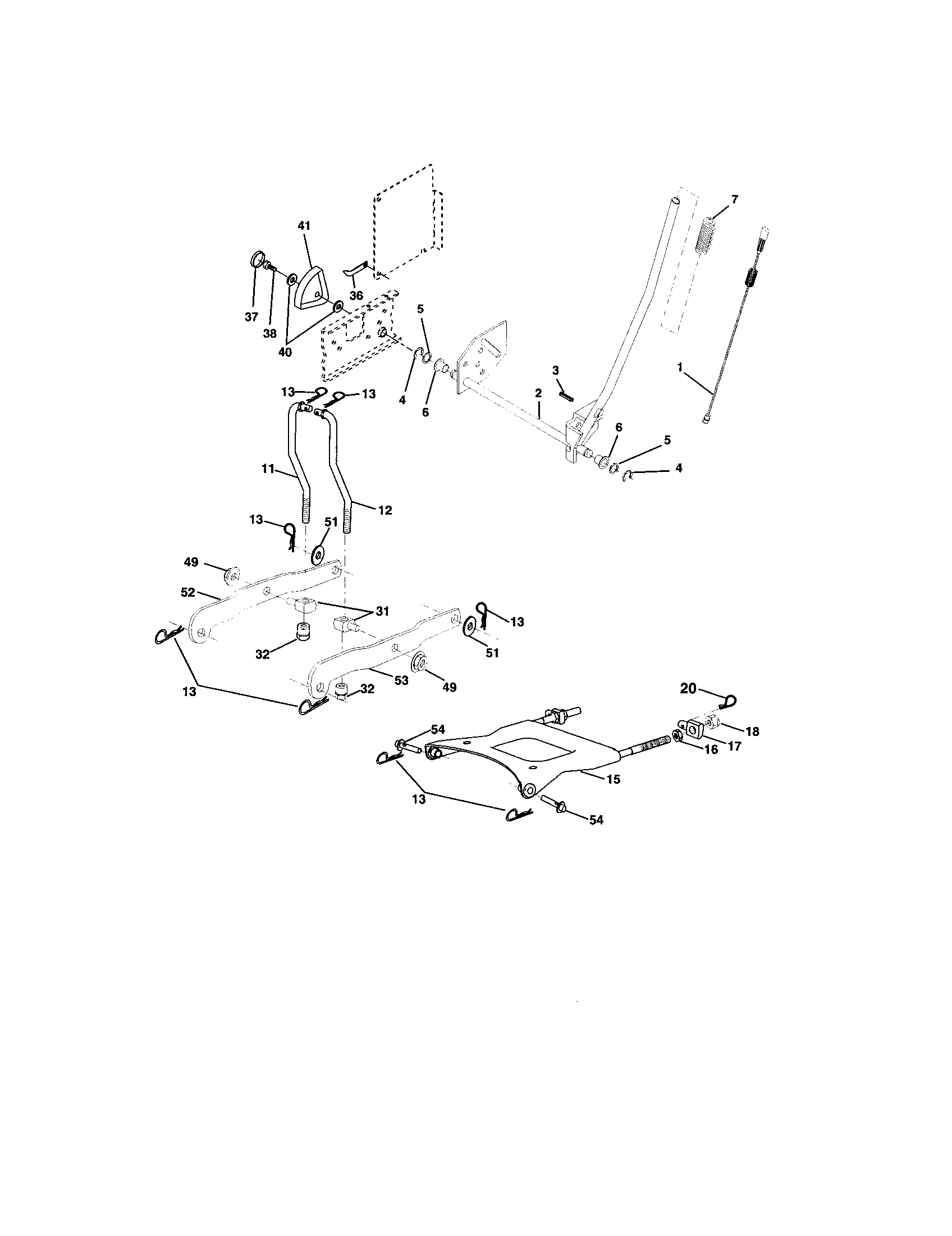 Lift Assembly Diagram and Parts List for 917273661  Craftsman Lawn Tractor