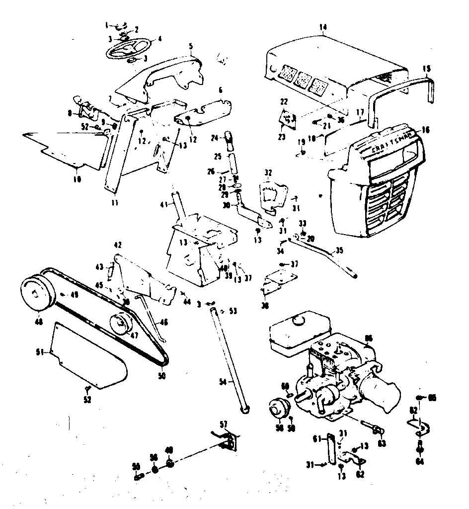 Drive Assembly And Grill Diagram and Parts List for 1318541  Craftsman Lawn Mower