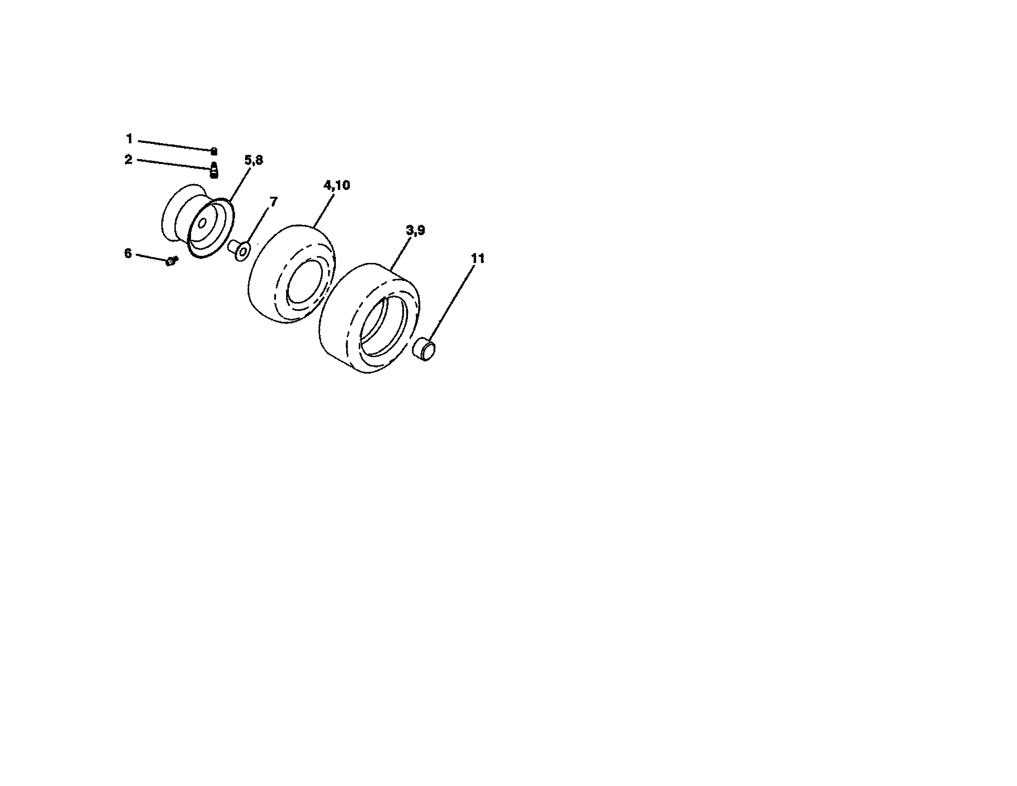 Wheels & Tires Diagram and Parts List for 944601880  Craftsman Lawn Tractor