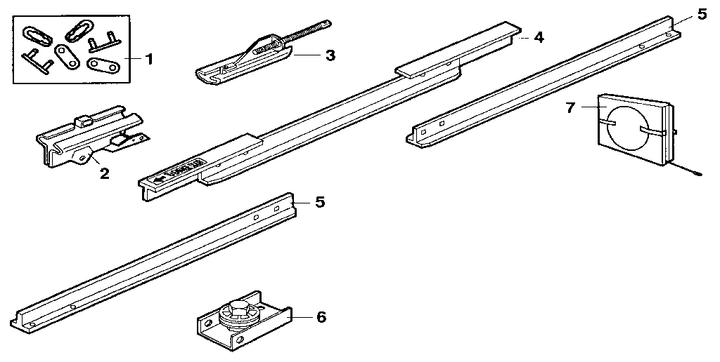 Rail Assembly Diagram and Parts List for 13953325  Craftsman Garage Door Opener