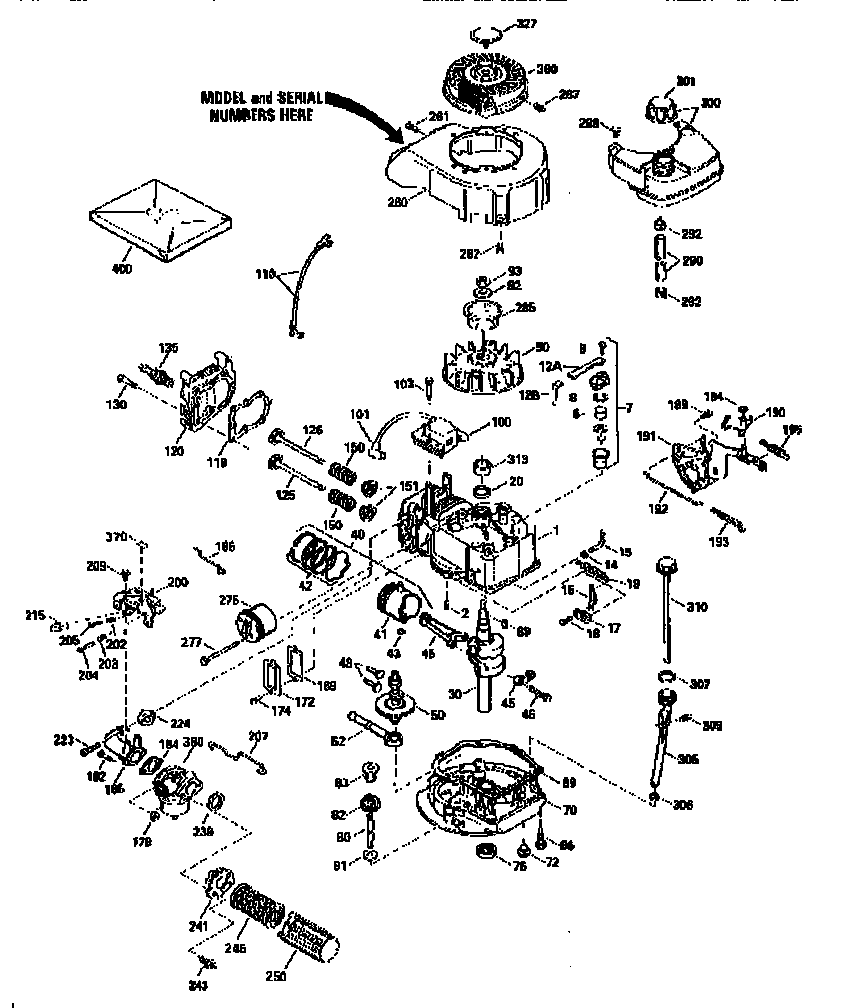 Replacement Parts Diagram and Parts List for 143434082  Craftsman Engine