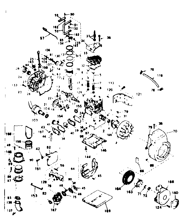 Basic Engine Diagram and Parts List for 143646122  Craftsman Engine