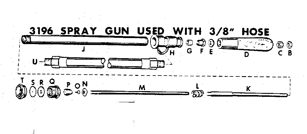3196 Spray Gun Used With 3/8" Hose Diagram and Parts List for 98545015  Craftsman Sprayer