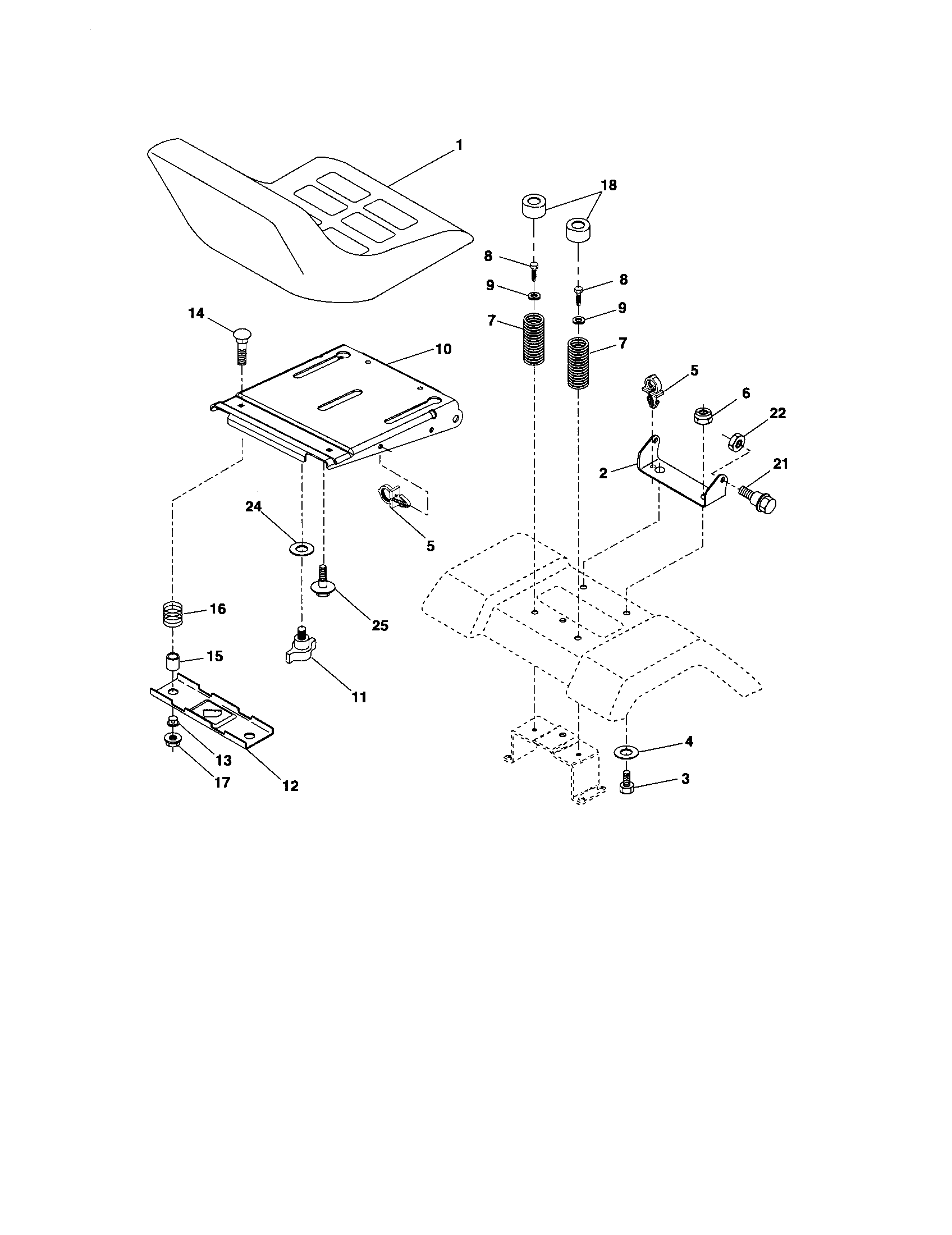 Seat Diagram and Parts List for 917275671  Craftsman Lawn Tractor