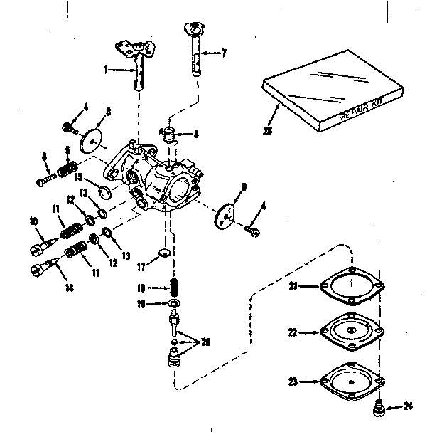 Carburetor No.30119 Diagram and Parts List for 143104090  Craftsman Engine