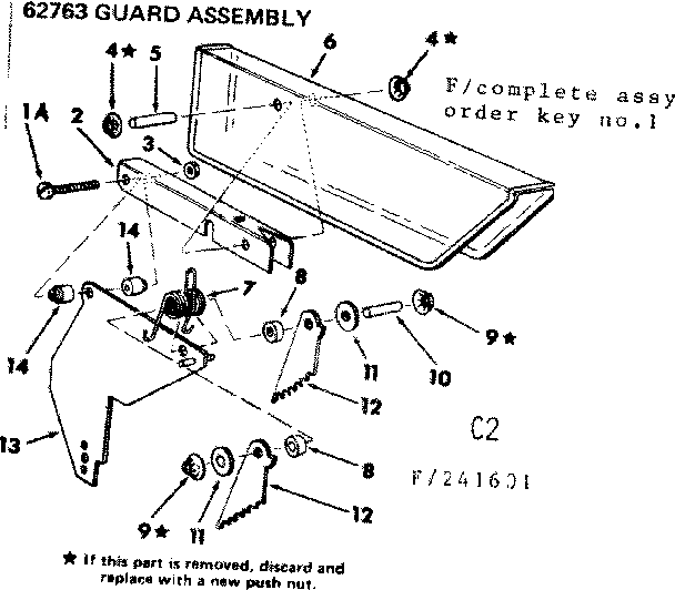 62763 Guard Assembly Diagram and Parts List for 113241601  Craftsman Power Motor