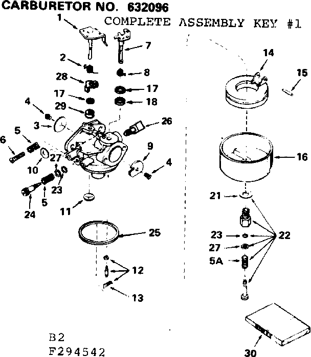 Carburetor Diagram and Parts List for 143294542  Craftsman Engine