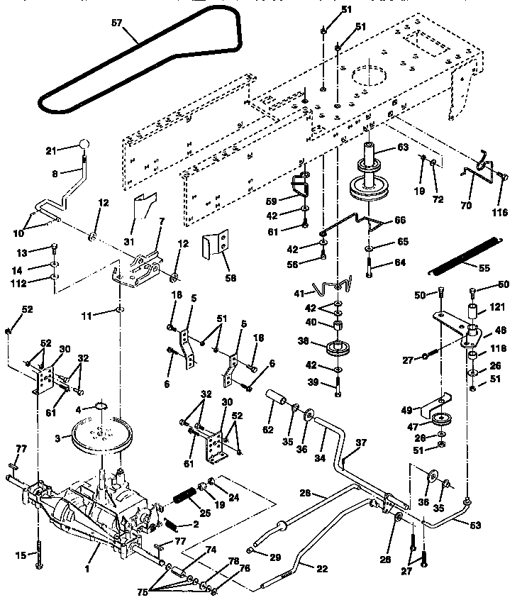 Drive Diagram and Parts List for 917258504  Craftsman Lawn Tractor