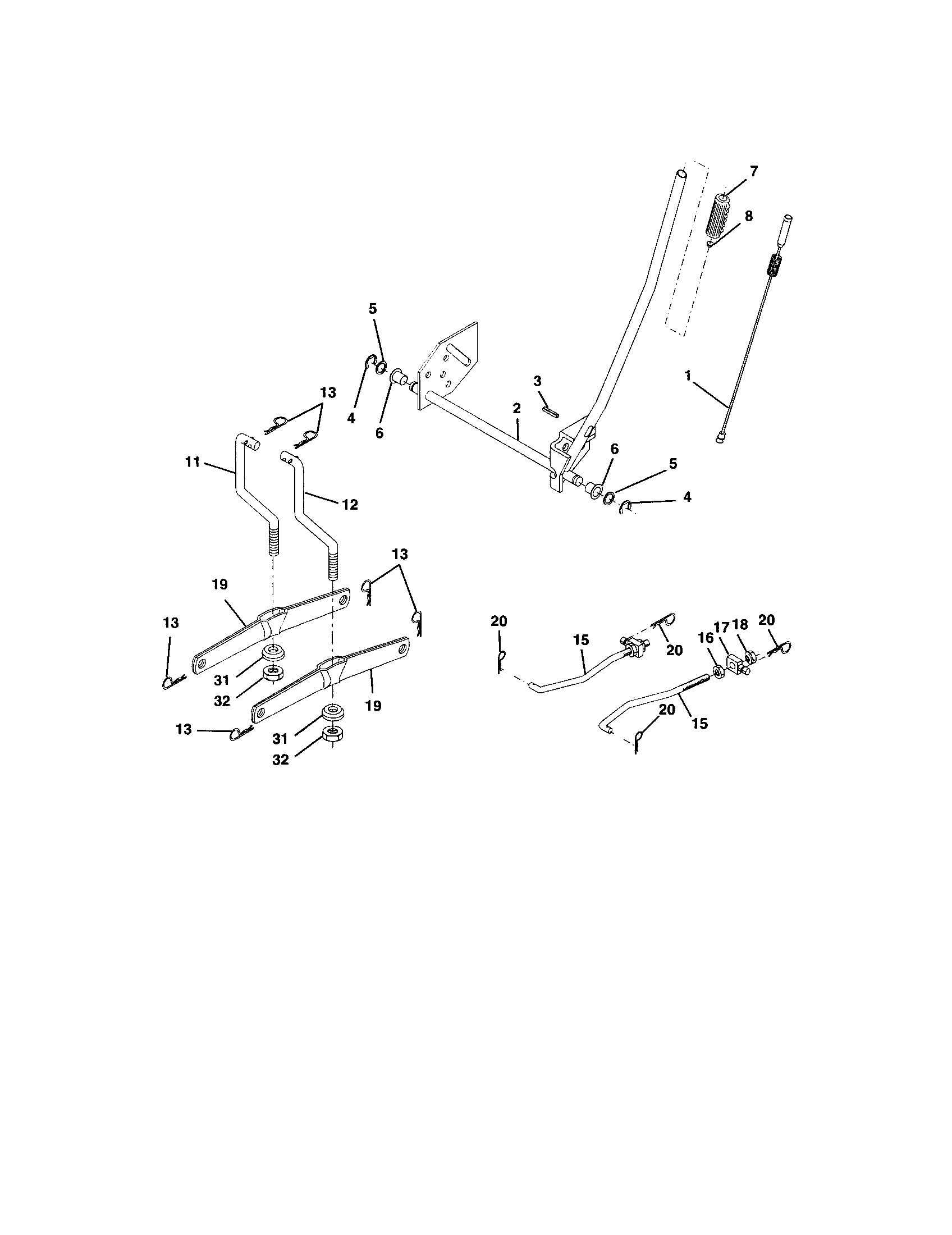 Lift Assembly Diagram and Parts List for 917273757  Craftsman Lawn Tractor
