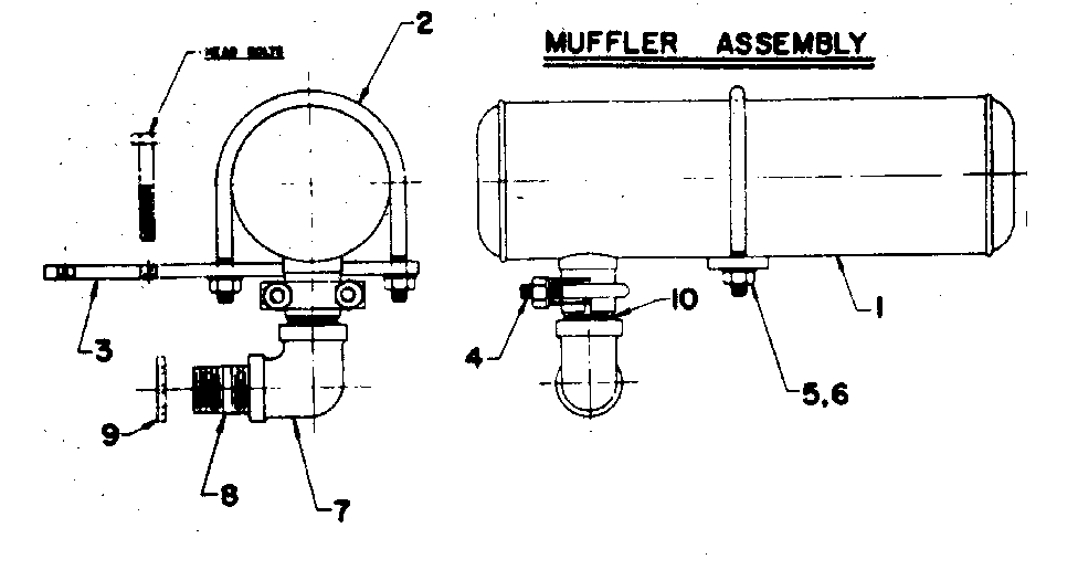 Muffler Assembly Diagram and Parts List for 58032081  Craftsman Engine