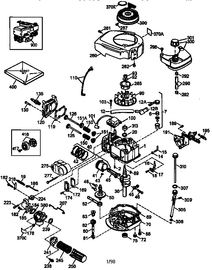 Engine 143.986252 Diagram and Parts List for 143986252  Craftsman Engine
