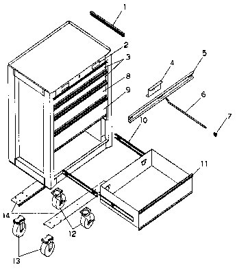 Cabinet Parts Diagram and Parts List for 706657651  Craftsman Tool Stand & Cart