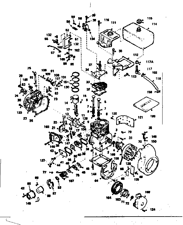 Basic Engine Diagram and Parts List for 143626322  Craftsman Engine