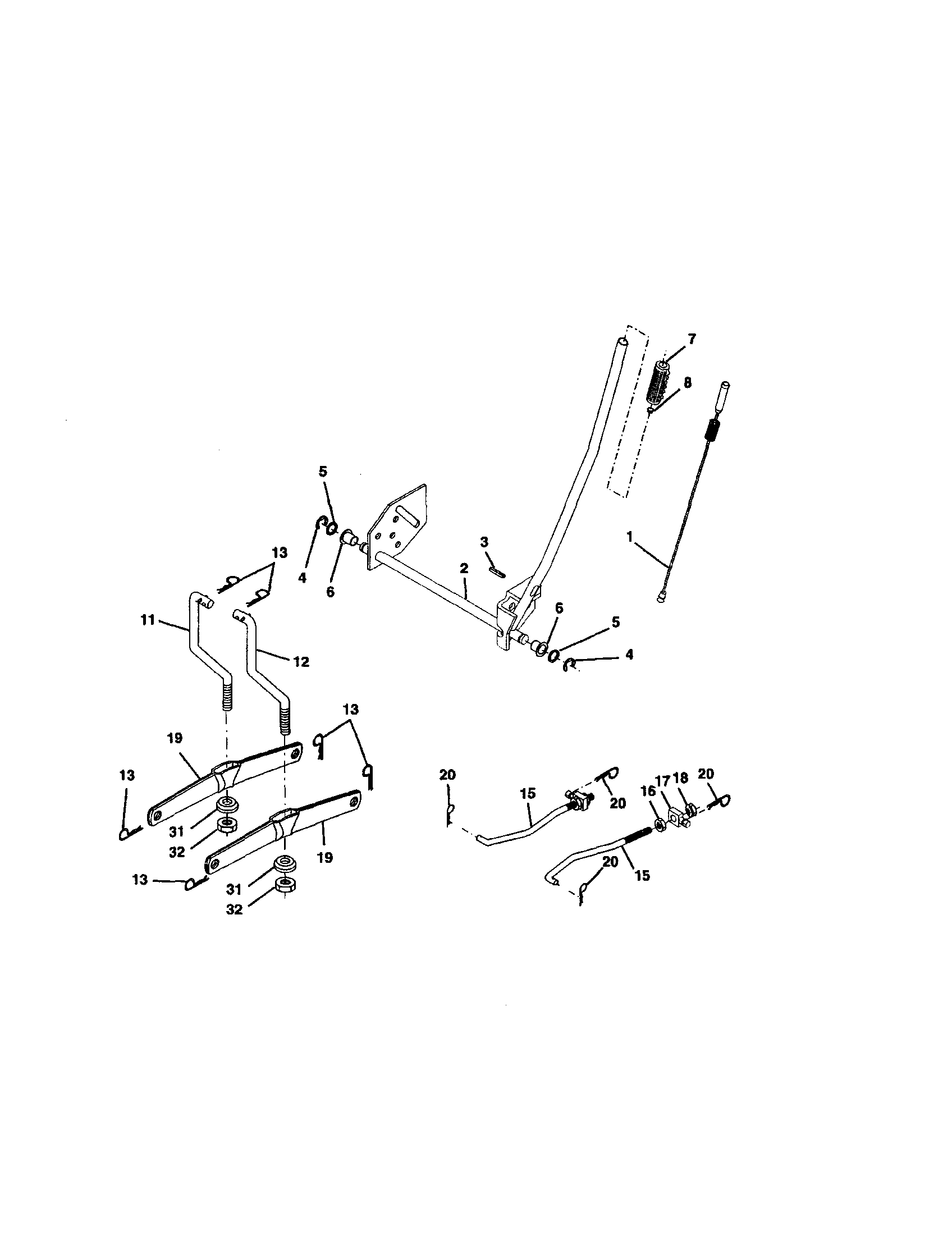 Lift Assembly Diagram and Parts List for 917271860  Craftsman Lawn Tractor