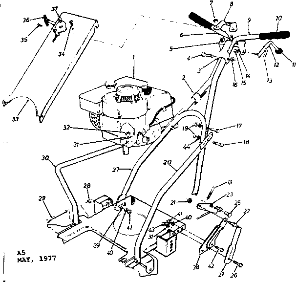 Handle Assembly Diagram and Parts List for 247881021  Craftsman Lawn Mower
