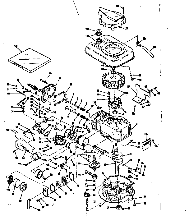 Basic Engine Diagram and Parts List for 143104050  Craftsman Engine