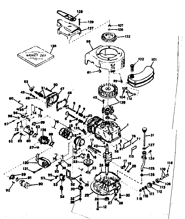 Basic Engine Diagram and Parts List for 143224392  Craftsman Engine